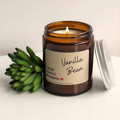 Artisan Soy Candle | VANILLA BEAN | Amber Glass Jar | 2 SIZES