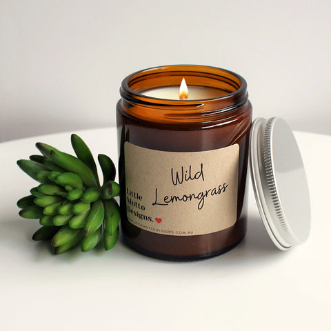 Artisan Soy Candle | WILD LEMONGRASS | Amber Glass Jar | 2 SIZES