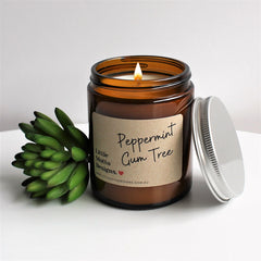 Artisan Soy Candle | PEPPERMINT GUM TREE | Amber Glass Jar | 2 SIZES