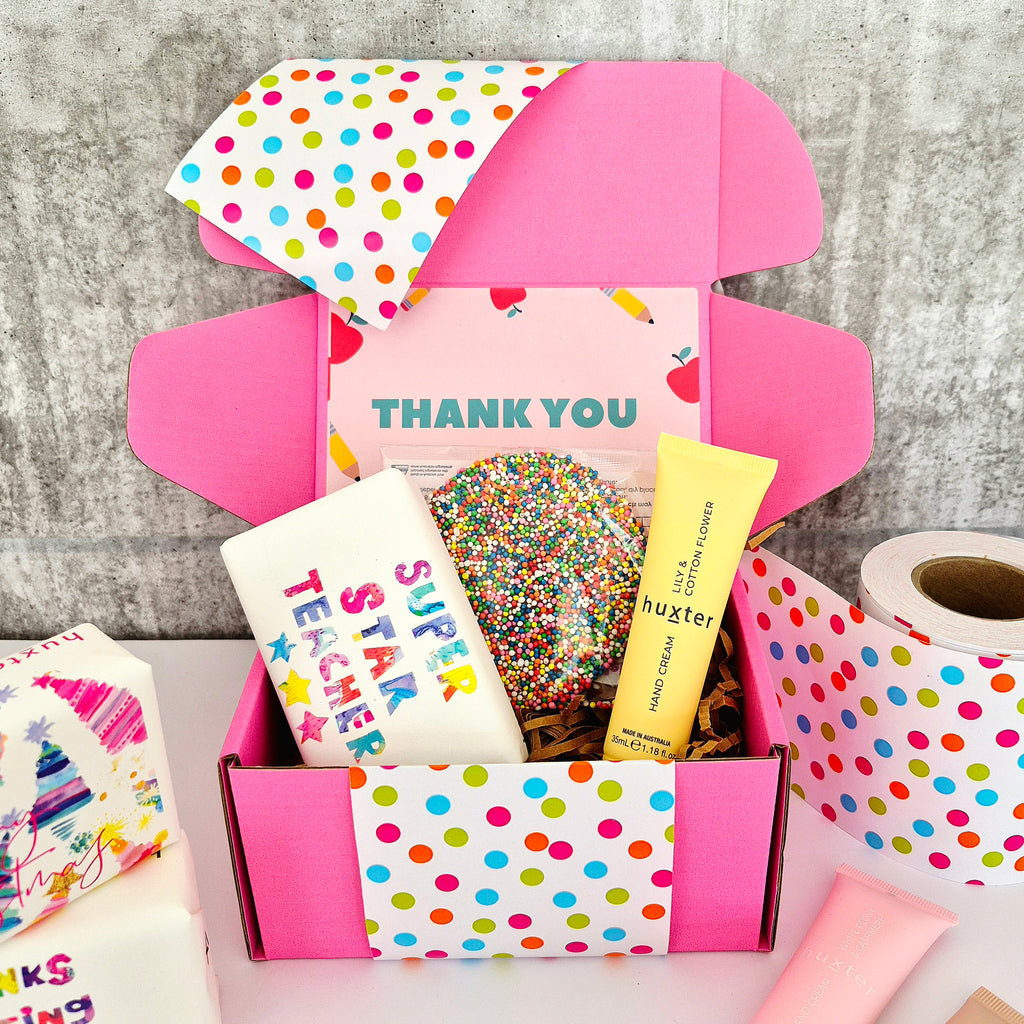 TEACHER CHRISTMAS Mini Custom Hamper | PERSONALISED | Chocolate, Hand Cream & Soap Gift Pack | Thank You | Christmas | Kris Kringle