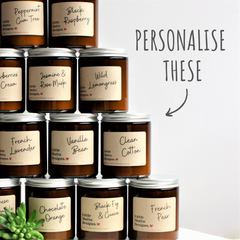 Design Your Own | Personalised | CUSTOM MESSAGE | Amber Glass | Soy Candle Jar