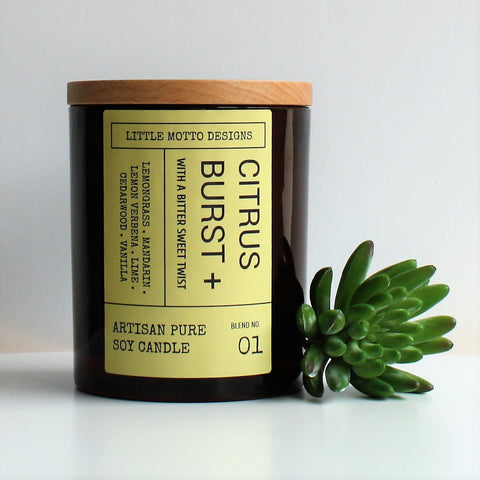 Artisan Soy Candle | CITRUS BURST | Amber Brights | Large Boxed Soy Candle