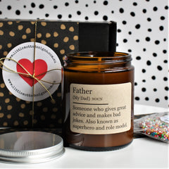 Father's Day MINI Hamper | PERSONALISED | Dictionary Candle & Chocolate Gift Pack | Dad | Daddy | Grandad | Nonno