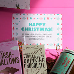 XMAS CHOCOLATE LOVER Custom Hamper | PERSONALISED | Soy Candle & Chocolate Gift Pack | PINK | Christmas