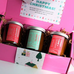CHRISTMAS Custom Hamper | PERSONALISED | Soy Candle 3pk |  PINK | Limited Edition | Xmas