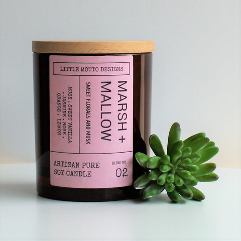 Artisan Soy Candle | MARSHMALLOW | Amber Brights | Large Boxed Soy Candle
