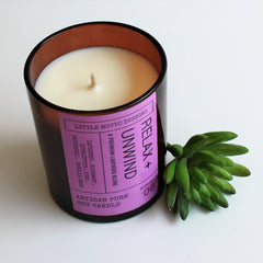 Artisan Soy Candle | RELAX & UNWIND | Amber Brights | Large Boxed Soy Candle