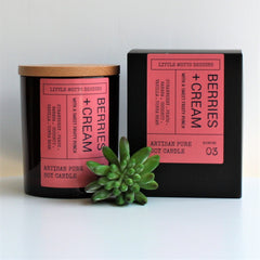 Artisan Soy Candle | BERRIES & CREAM | Amber Brights | Large Boxed Soy Candle