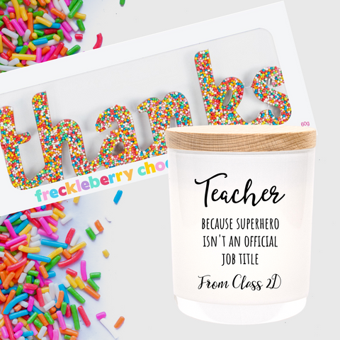 Teacher Gift | Superhero | Personalised | Boxed Soy Candle | Thank you