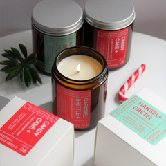 CHRISTMAS Artisan Soy Candle | HANSEL & GRETEL | Amber Glass Jar | Gift Boxed