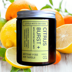 Citrus Burst Fragranced Artisan Soy Candle | Amber Glass Jar with Silver Lid | Pure Soy Wax | Fun Chocolate Gift Pack, Melbourne