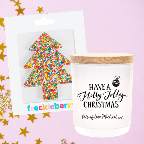 Christmas | Personalised | HOLLY JOLLY | Boxed Soy Candle | Xmas | New Year | Gift