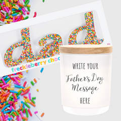 Little Motto Designs - Fathers Day Personalised Custom Soy Candle - Write Your Father's Day Message Here, FreckleberryChocolate