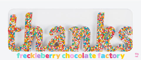 Freckleberry Chocolate Word 'Thanks'